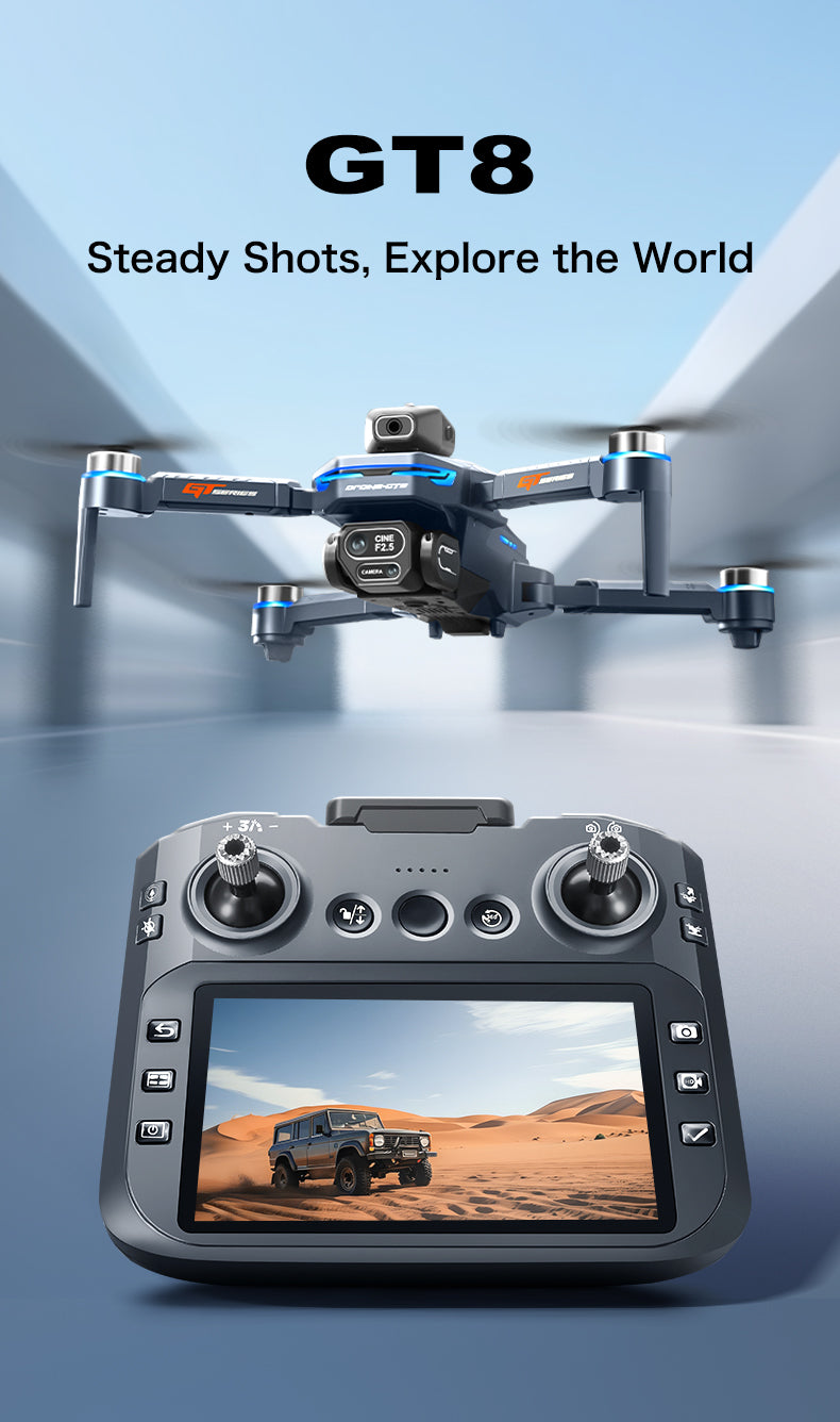 GT8 Brushless Motor Drone With 6K HD Camera & 5G FPV Transmission Free RC Quadcopter, Obstacle Avoidance, Altitude Hold One-Key Return To Foldable For Aerial Photography